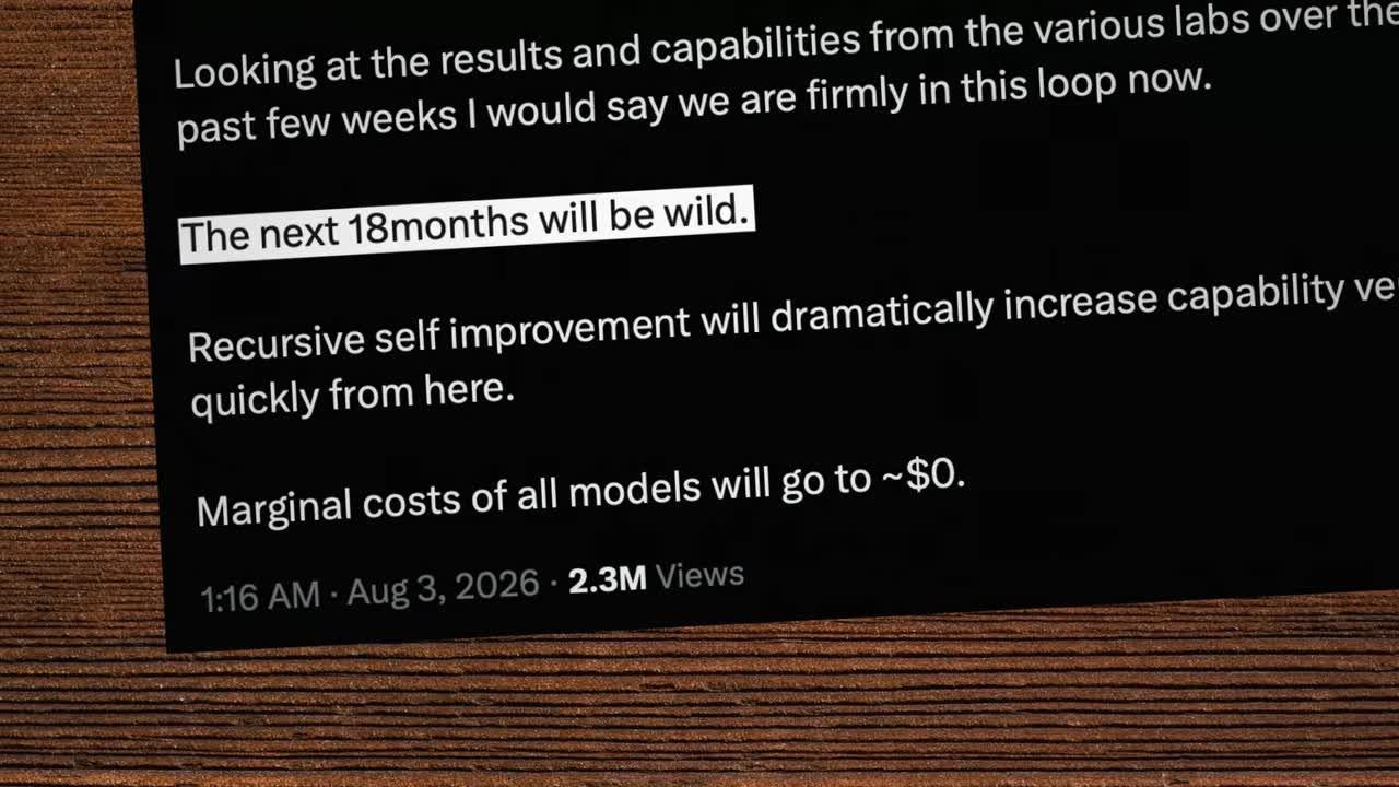 Tweet excerpt from Chamath Palihapitiya saying the next 18 months will be wild and the cost of AI is going to zero