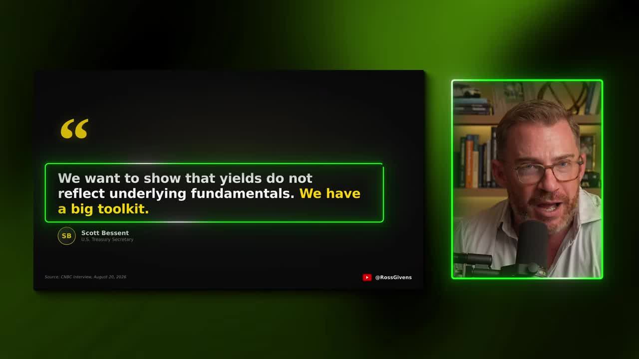 Quote graphic of Scott Bessent, US Treasury Secretary, on yields and Treasury policy tools