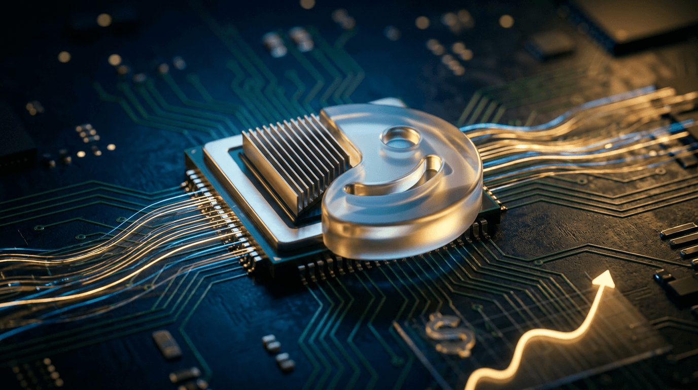 A sleek Nvidia GPU chip and the Hugging Face logo (its friendly emoji-style face) merging together against a dark, circuit-board-patterned background with glowing green accent lighting.