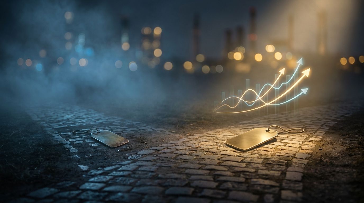 A confident investor or trader stands at a crossroads, with one path leading to a lower price tag and another to a higher one with a clear upward-trending stock chart glowing above it. The higher-priced path is bathed in bright, golden light suggesting opportunity and certainty, while the cheaper path fades into foggy uncertainty. The contrast visually captures the counterintuitive idea that paying more can actually mean buying smarter.